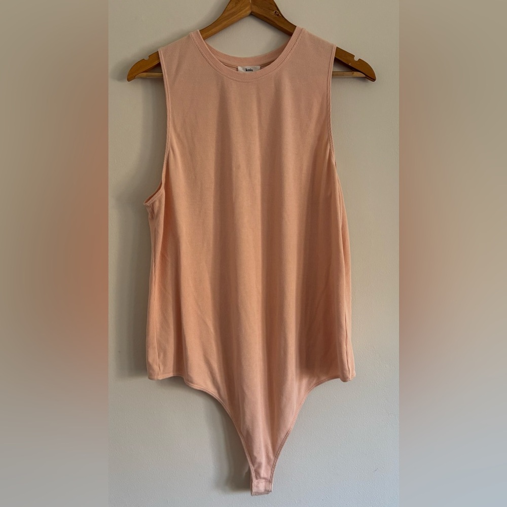 KINX Peach Sleeveless Bodysuit Tank in Soft Peach | XXL